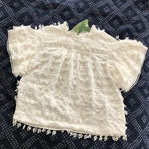 Farm Rio Fringe Detail White Blouse